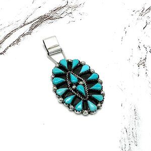 Chaco Canyon 925 Sterling Silver Blue Turquoise Cluster Pendant